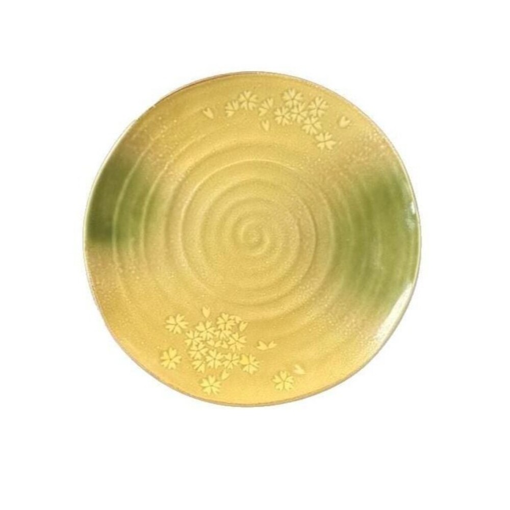tag Wild Flower Yellow & Green Spiral Stoneware Appetizer Plate 10”
